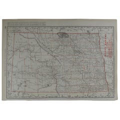 Original Antique Map of North Dakota by Rand McNally, circa 1900