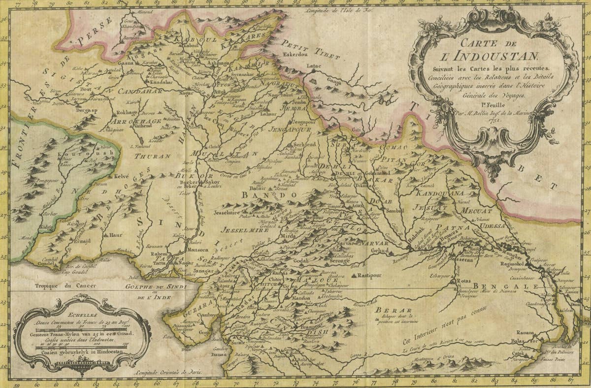 Original Antique Map of Northern India