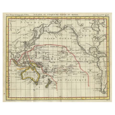 Original Antique Map of Oceania, the 5th Continent, 1816