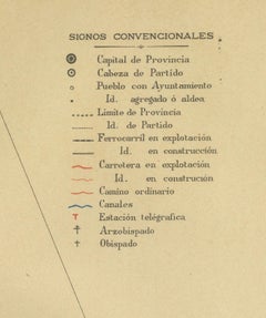 Original Antique Map of Palencia Province, in Northern Spain, 1901