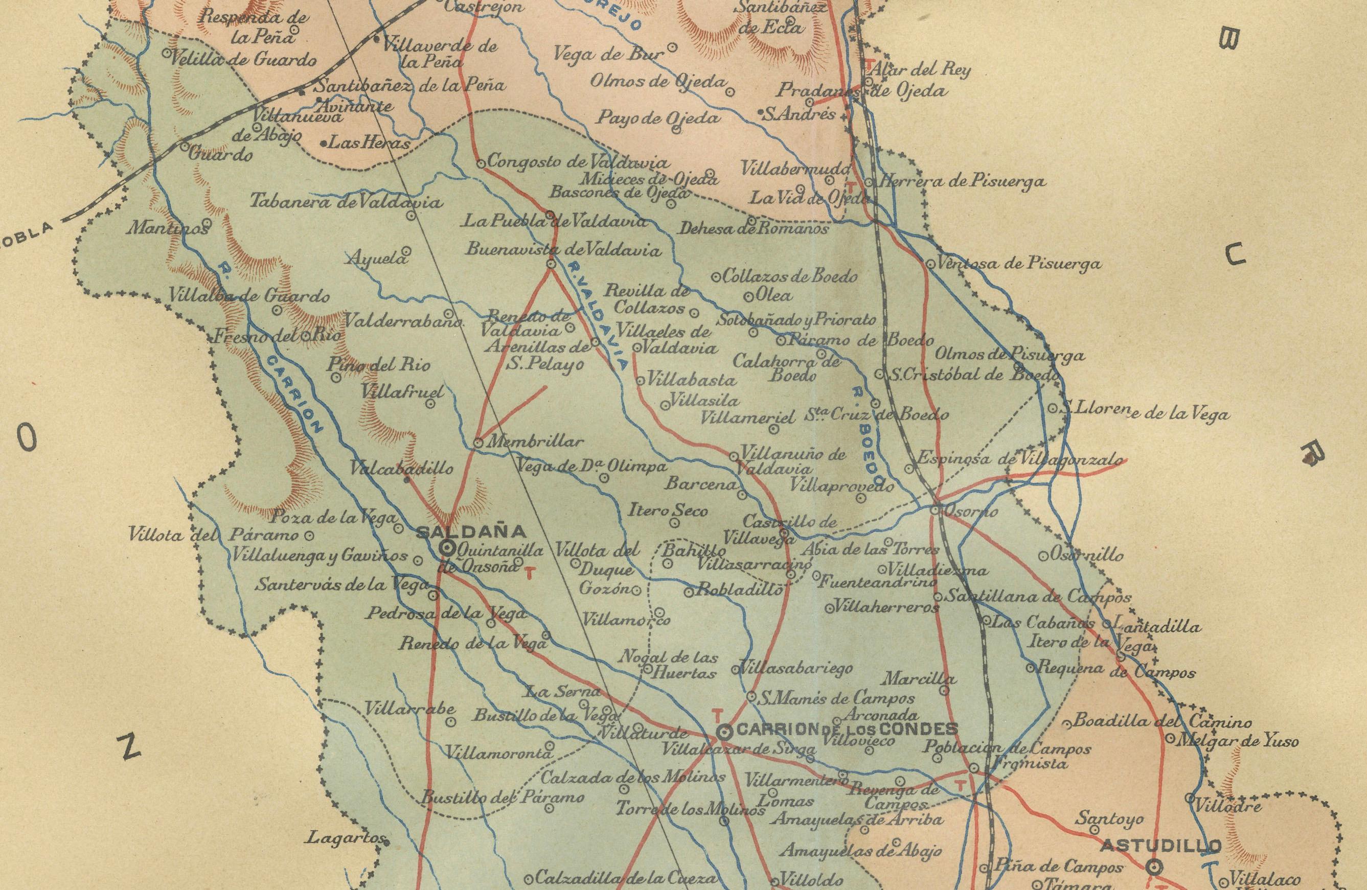 Original Antike Karte der Provinz Palencia, in Nordspanien, 1901 im Zustand „Gut“ im Angebot in Langweer, NL