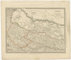 Original Antique Map of Part of the Bahar Region (India), 1834
