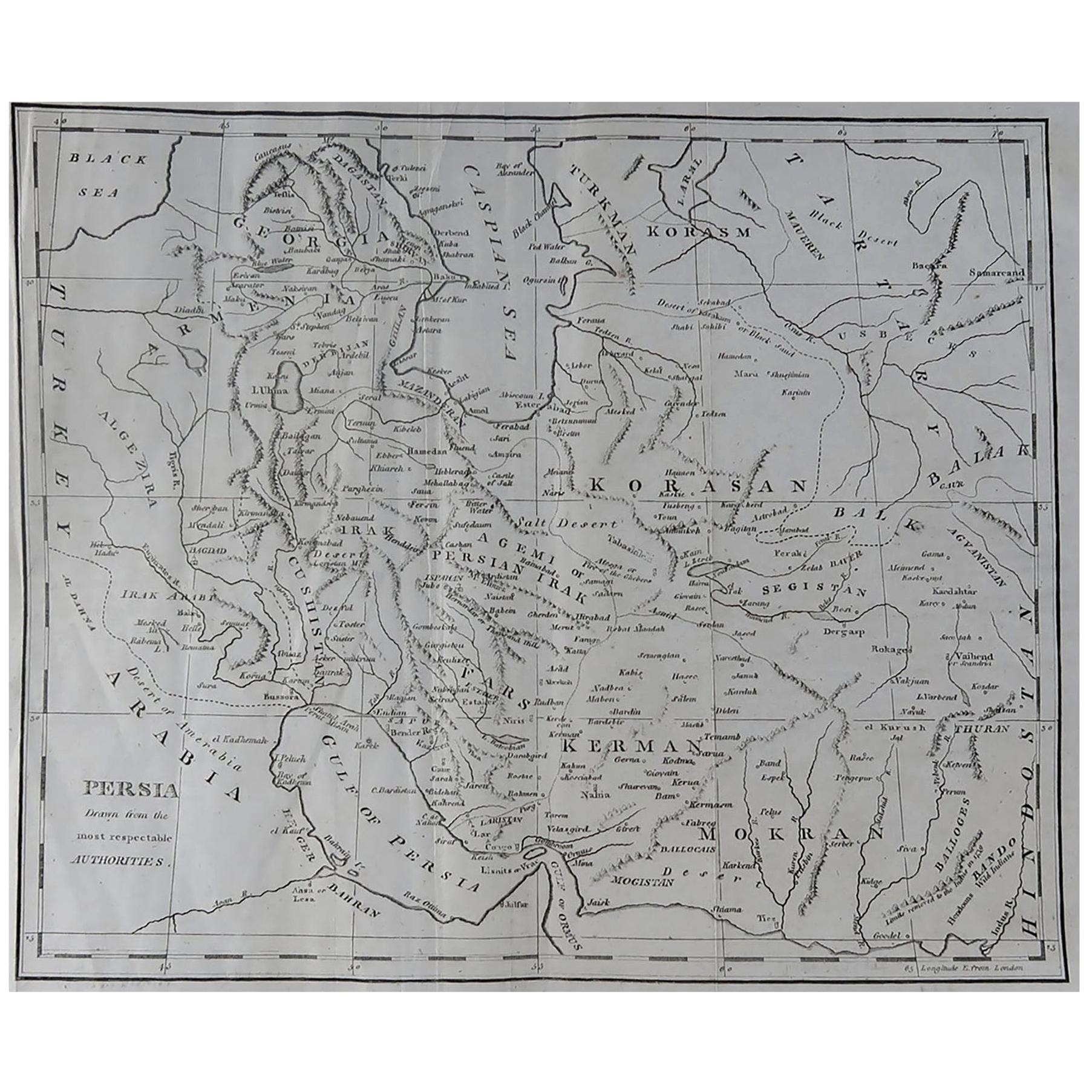 Original Antique Map of Persia, circa 1820