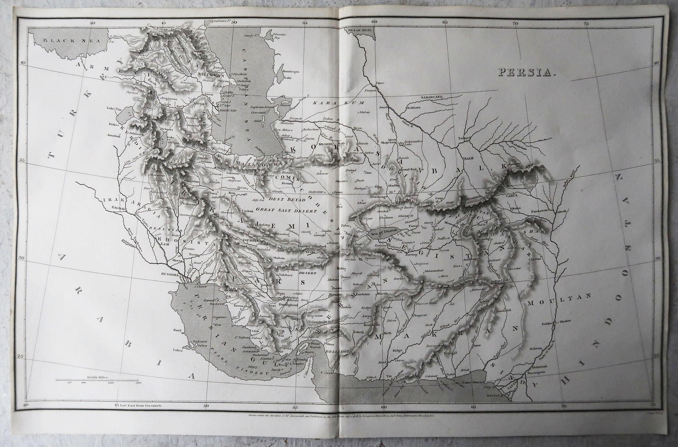 Original Antique Map of Persia / Iran, Arrowsmith, 1820 In Good Condition In St Annes, Lancashire