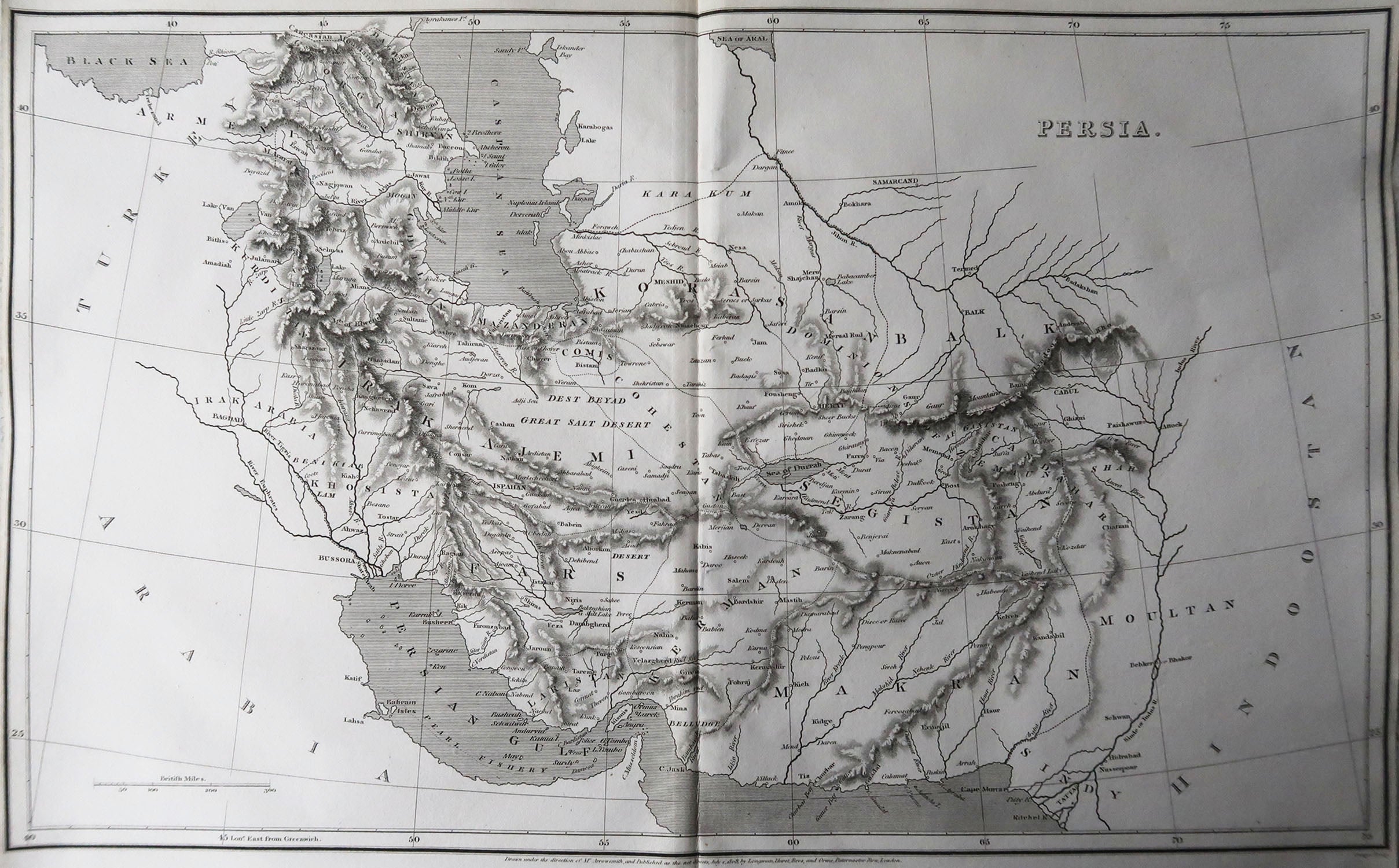 Original Antique Map of Persia / Iran, Arrowsmith, 1820