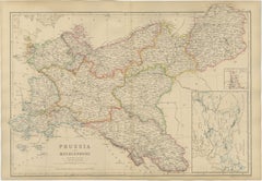 Original Antique Map of Prussia and Mecklenburg, Germany c.1860