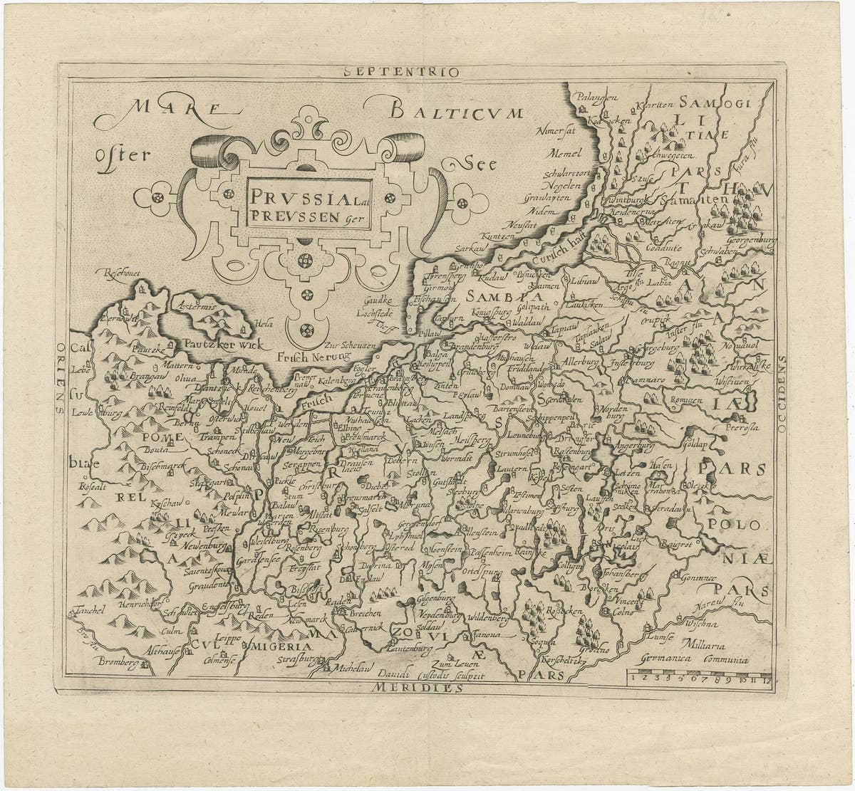 Antique Map of Prussia by David Custodis, Paper, Circa 1630, Germany