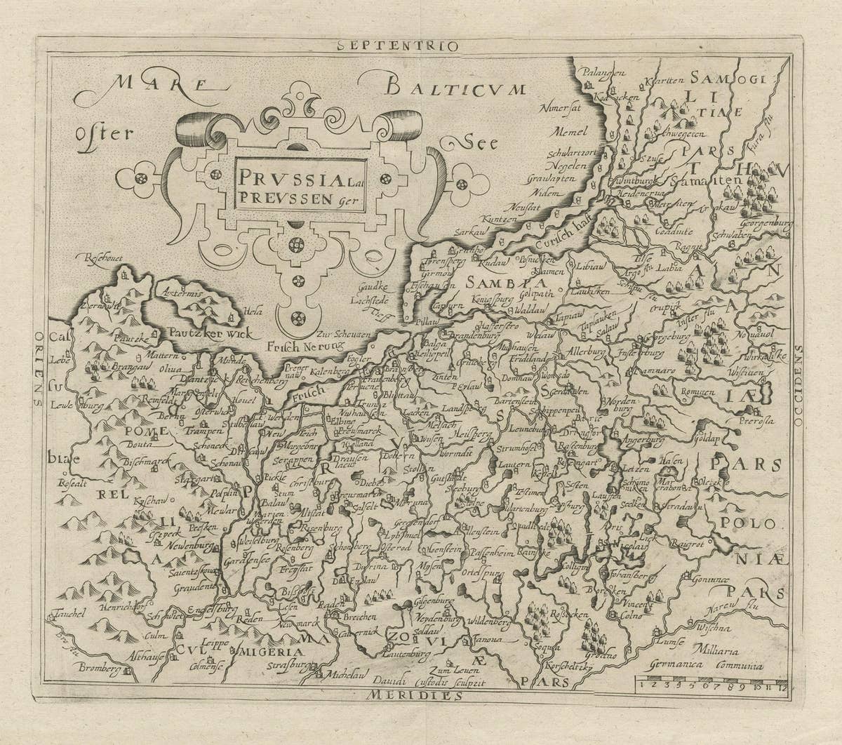 Antique Map of Prussia by David Custodis, Paper, Circa 1630, Germany