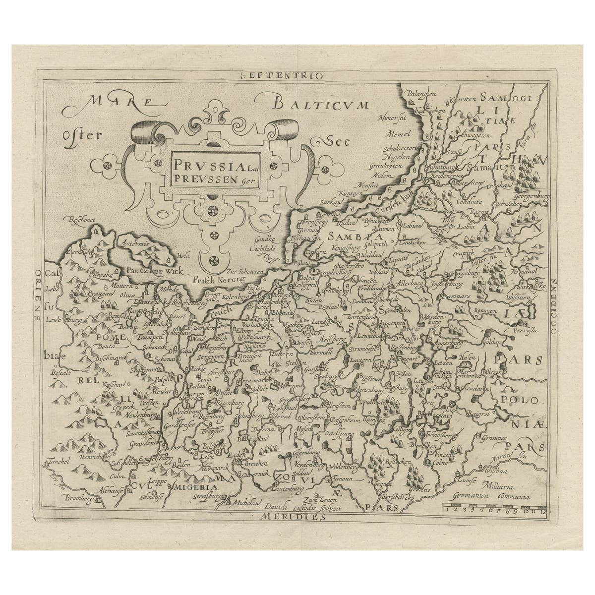 Antique Map of Prussia by David Custodis, Paper, Circa 1630, Germany