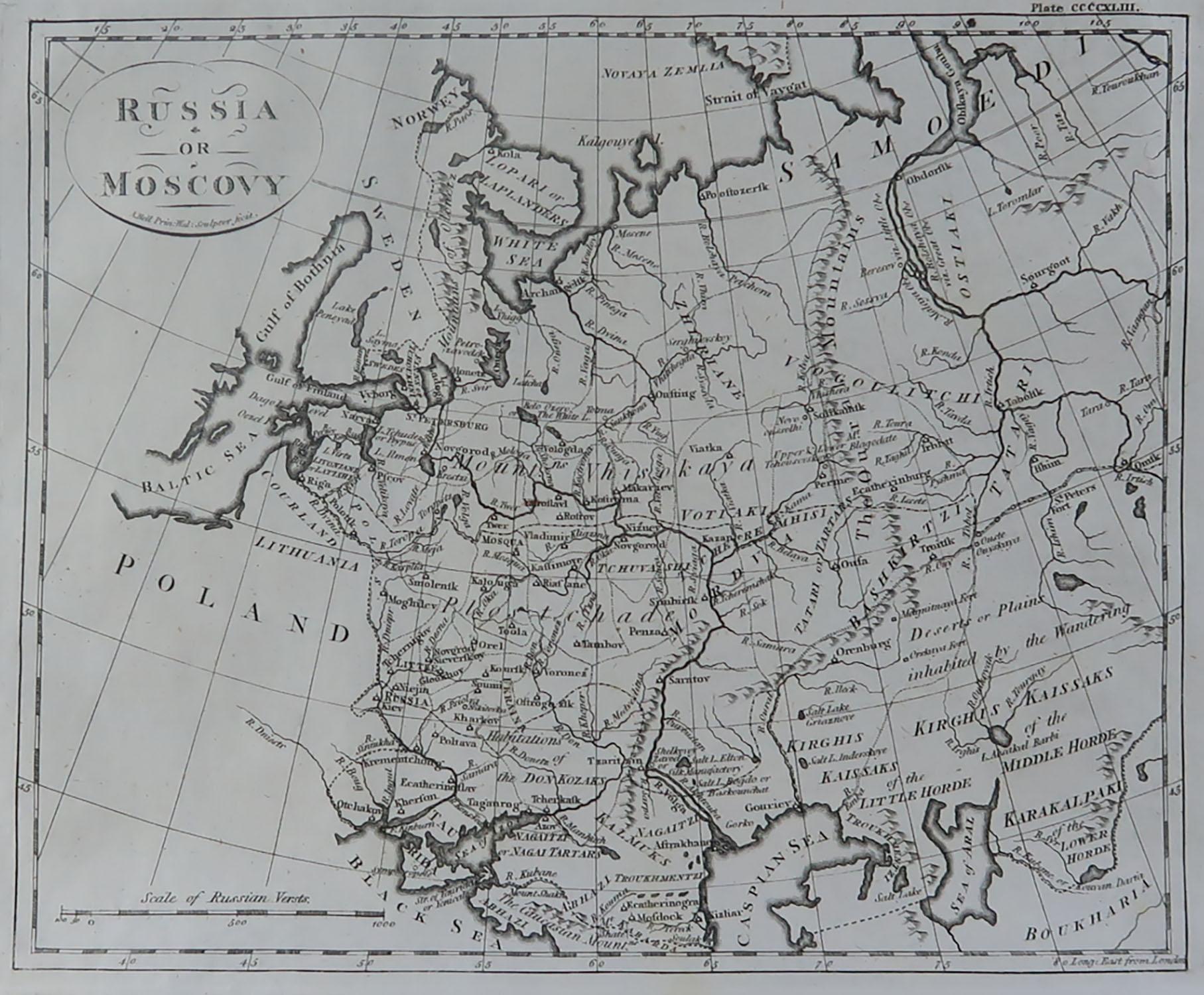 Super map of Russia

Copper plate engraving by A. Bell

Published, circa 1790.

Unframed.

   