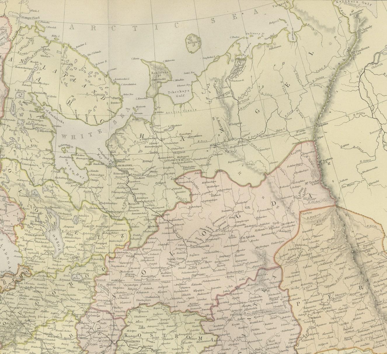 Begeben Sie sich auf eine fesselnde Reise mit einer originalen antiken Karte des europäischen Russlands aus dem geschätzten 