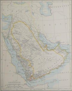 Original Antique Map of Saudi Arabia, 1889