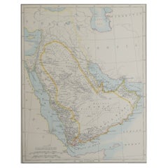 Original Antique Map of Saudi Arabia, 1889