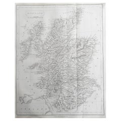 Original Antique Map of Scotland by Becker. C.1850