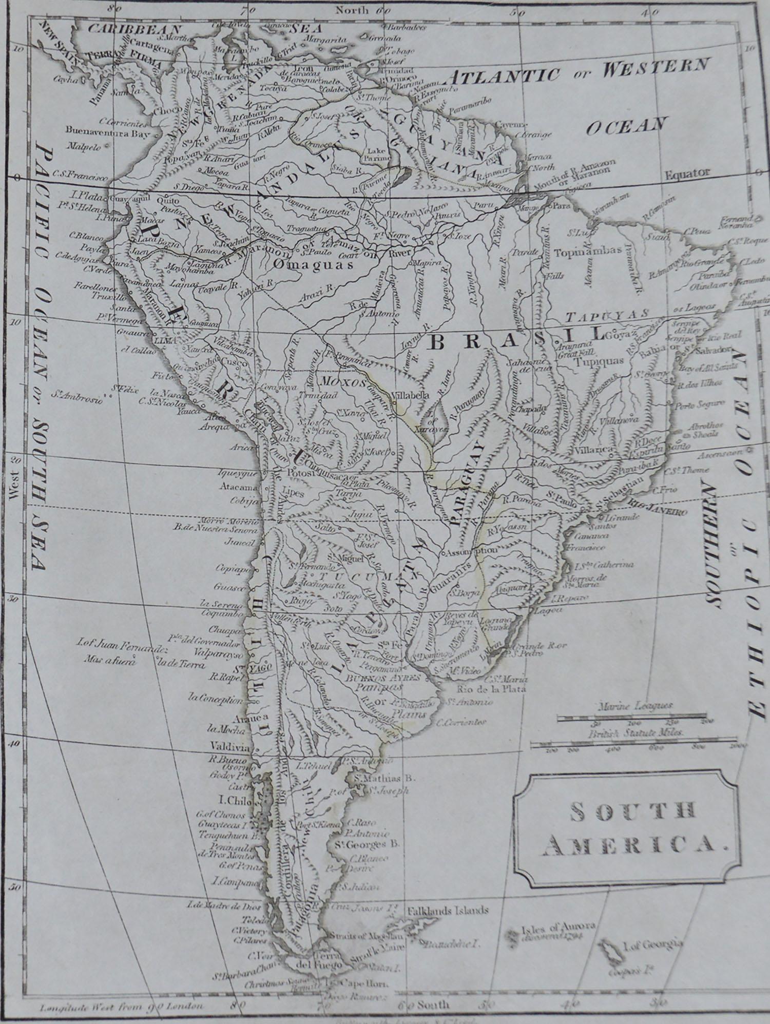 Great map of South America

Copper plate engraving

Published by Butterworth, Livesey & Co., circa 1830

Unframed.



