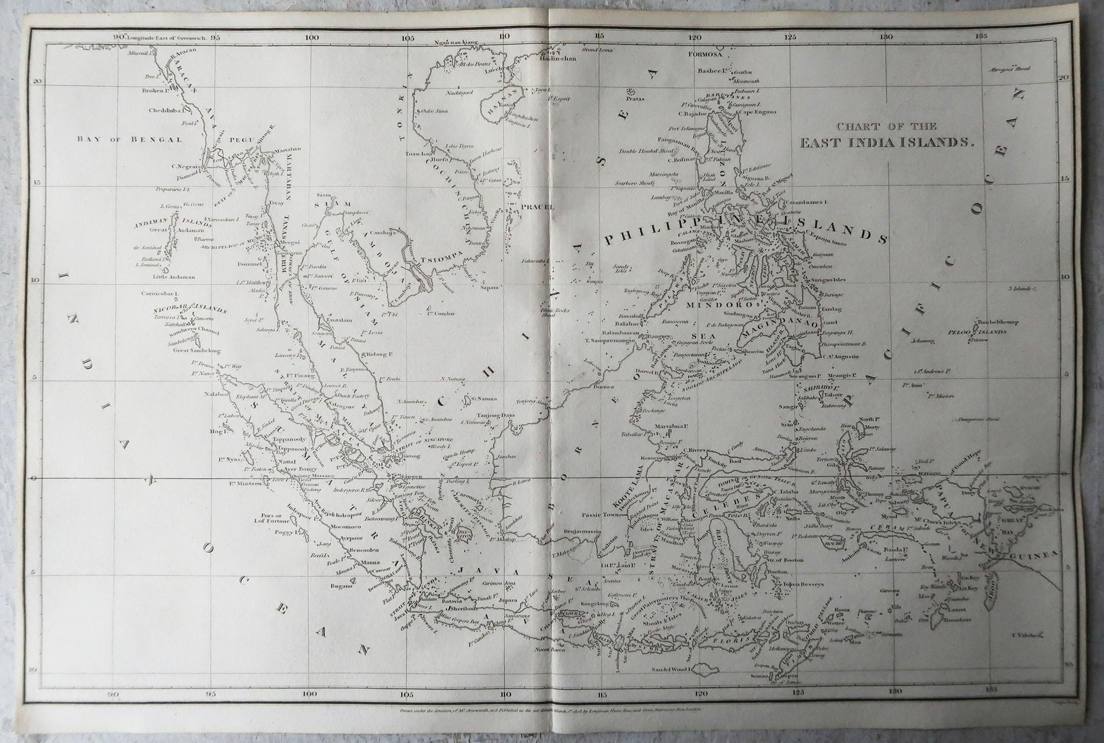 Original Antique Map of South East Asia, Arrowsmith, 1820 In Good Condition For Sale In St Annes, Lancashire
