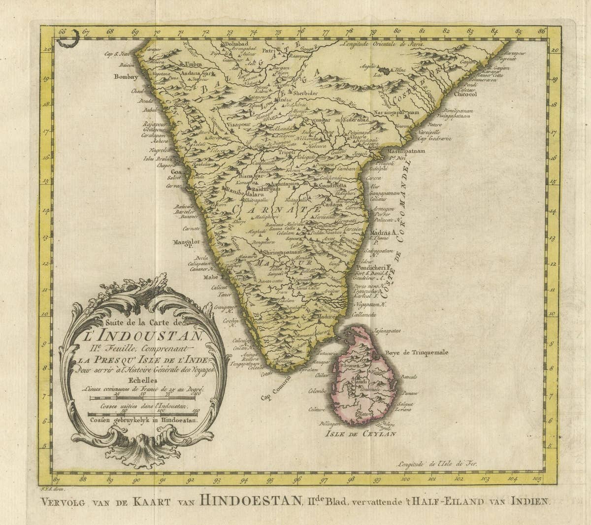 Original Antique Map of Southern India and Ceylon 'Present-Day Sri Lanka'