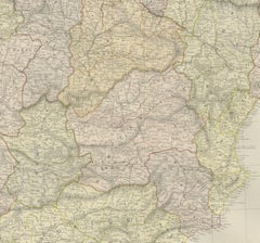 Original Antique Map of Spain and Portugal, 1882