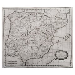Original originale antike Karte von Spanien und Portugal, eingraviert von Barlow, 1806