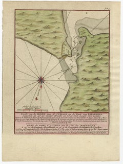 Original Antique Map of St. Julian on the Patagonia or Argentina Coast, 1749