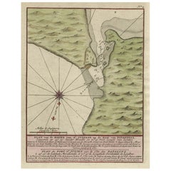 Original Antique Map of St. Julian on the Patagonia or Argentina Coast, 1749