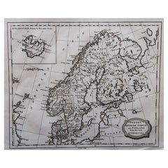 Original Antique Map of Sweden, Engraved by Barlow, 1806
