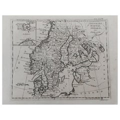 Original Antique Map of Sweden, Norway, Denmark and Finland, circa 1790