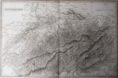 Carte ancienne d'origine de la Suisse, orfèvrerie, 1820