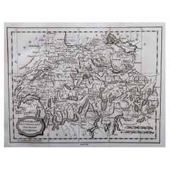 Mapa original antiguo de Suiza, grabado por Barlow, fechado en 1807