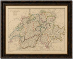Original Antique Map of Switzerland, Swiss Confederation c.1860