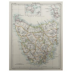map of tasmania australia Original Antique Map of Tasmania, Australia, 1889