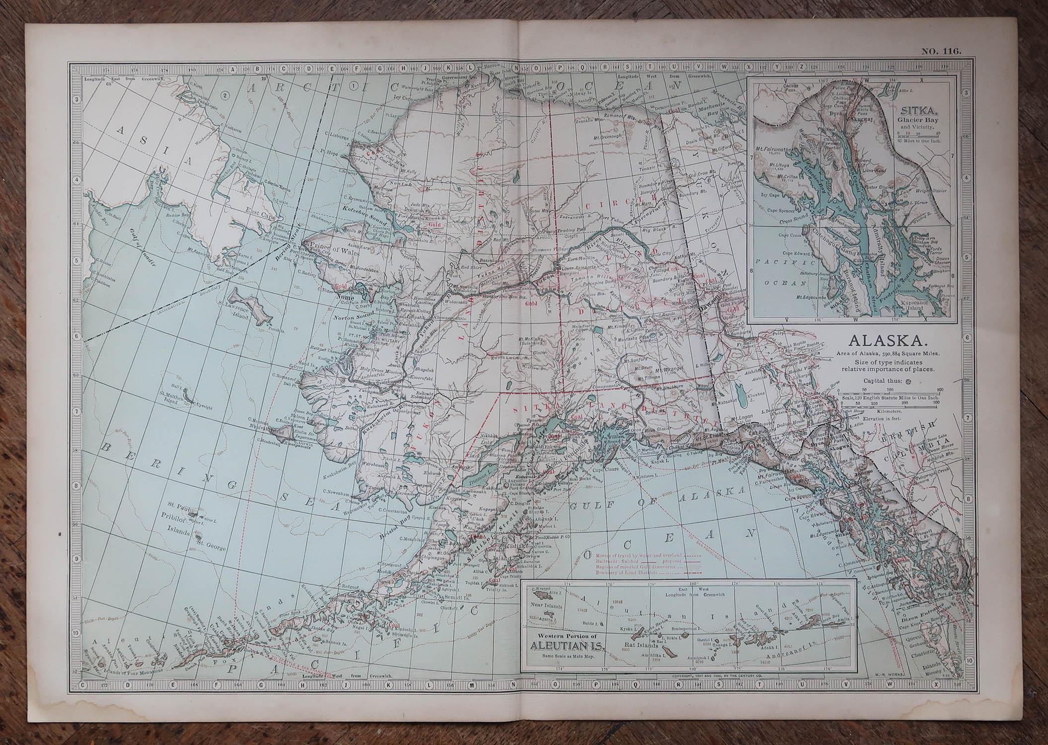 Autre Carte ancienne de l'État américain de l'Alaska, 1903 en vente