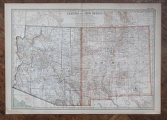 Original Antique Map of the American State of Arizona & New Mexico, 1903