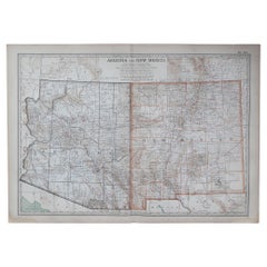 Mapa Antiguo Original del Estado Americano de Arizona y Nuevo México, 1903