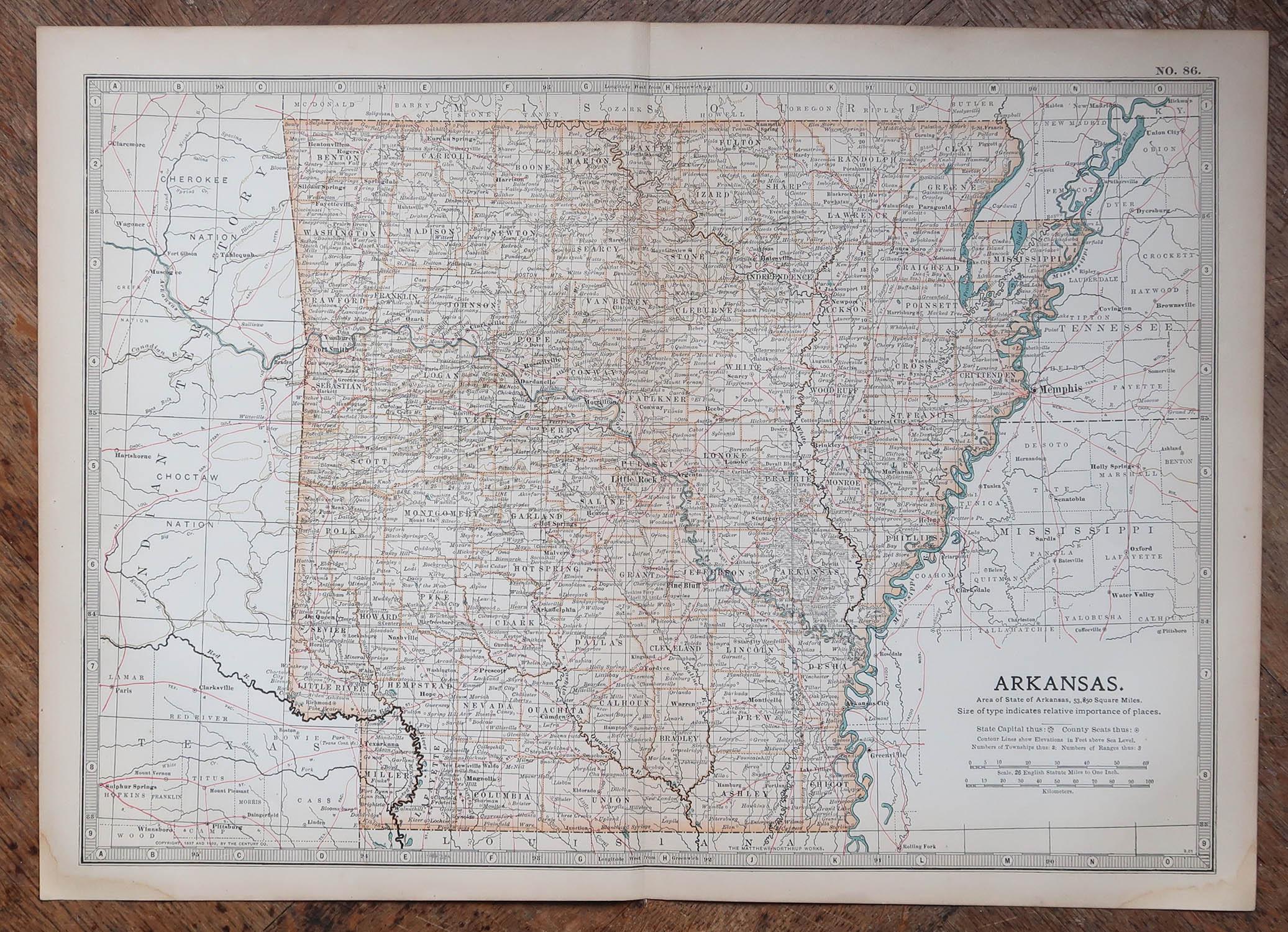 Antique map of Arkansas

Published By A & C Black. 1903

Original colour

Good condition

Unframed.

Free shipping








