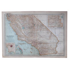Mappa antica originale dello Stato americano della California (parte meridionale), 1903