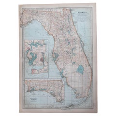 Mapa Antiguo Original del Estado Americano de Florida, 1903