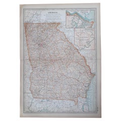Original Antique Map of the American State of Georgia, 1903