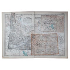 Original Antike Karte des amerikanischen Staates Idaho & Wyoming, 1903