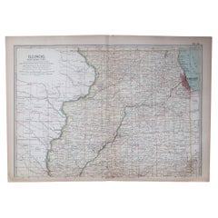 Mappa antica originale dello Stato americano dell'Illinois (parte settentrionale), 1903