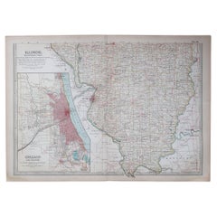Mappa antica originale dello Stato americano dell'Illinois (parte meridionale), 1903