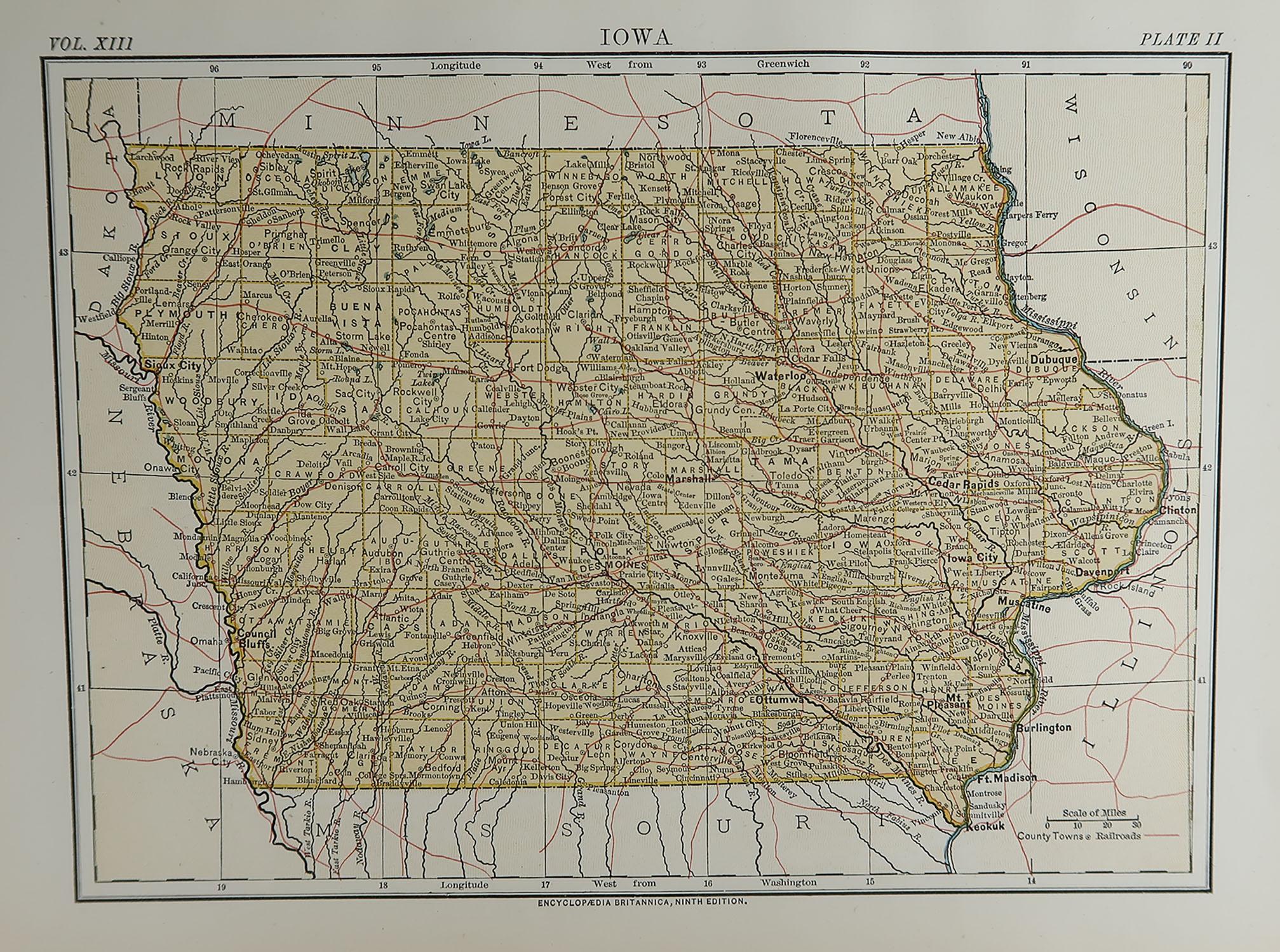 Great map of Iowa

Drawn and engraved by W. & A.K. Johnston

Published By A & C Black, Edinburgh.

Original colour

Unframed.








 