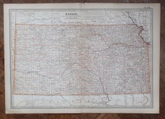 Mapa original antiguo del estado norteamericano de Kansas, 1903