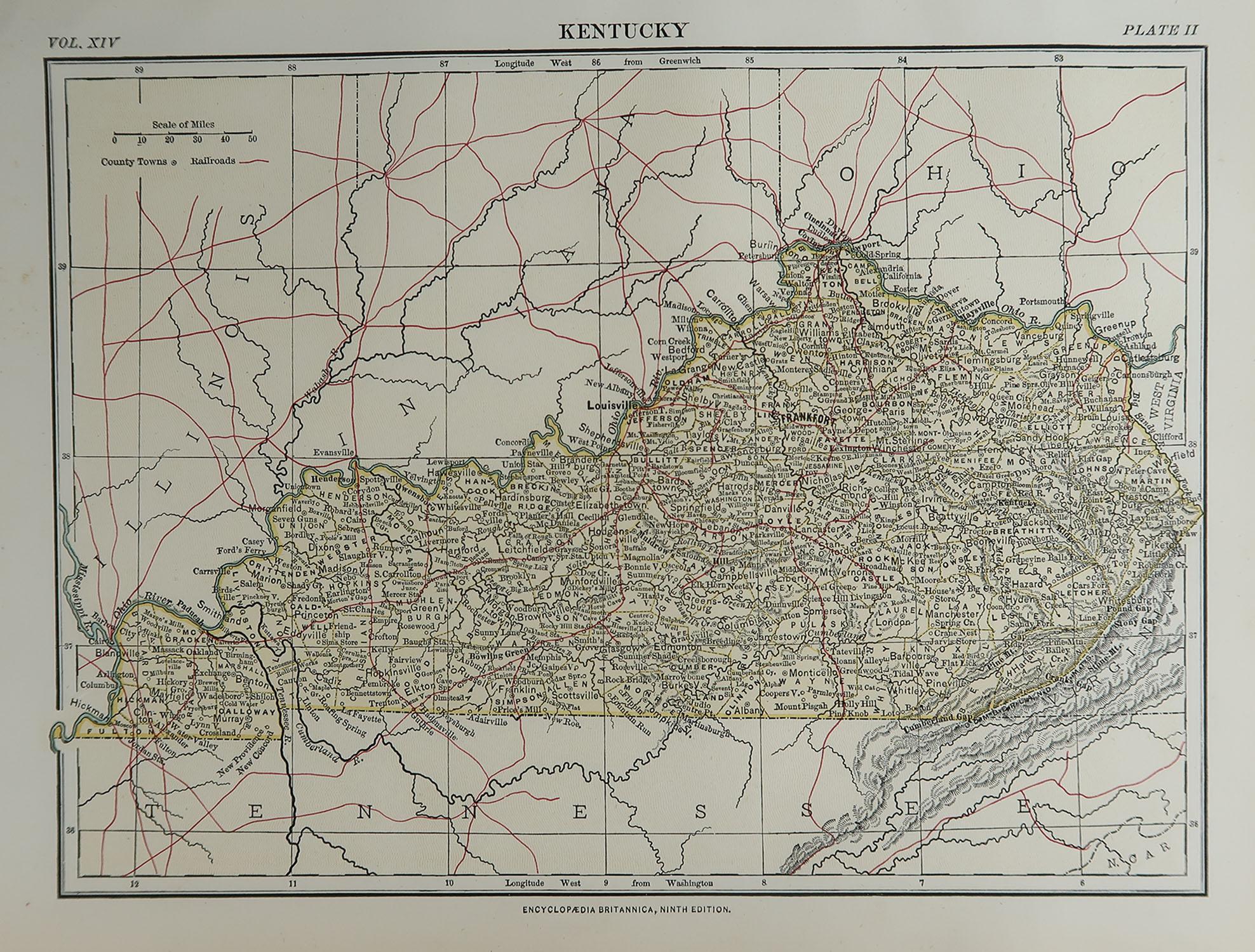Great map of Kentucky

Drawn and engraved by W. & A.K. Johnston

Published By A & C Black, Edinburgh.

Original colour

Unframed.








 