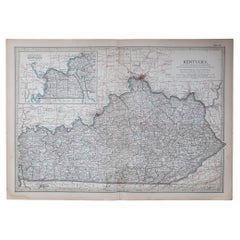 Original Antike Karte des amerikanischen Staates Kentucky, 1903