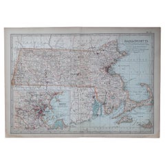 Original Antique Map of the American State of Massachusetts, 1903