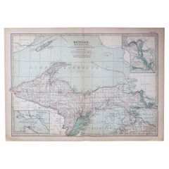 Mappa antica originale dello Stato americano del Michigan (parte settentrionale), 1903