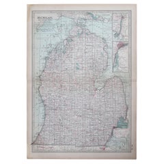 Mappa antica originale dello Stato americano del Michigan (parte meridionale), 1903