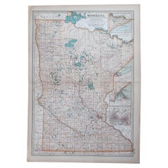 Mapa original antiguo del estado norteamericano de Minnesota, 1903