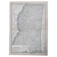 Original Antike Karte des amerikanischen Staates Mississippi, 1903